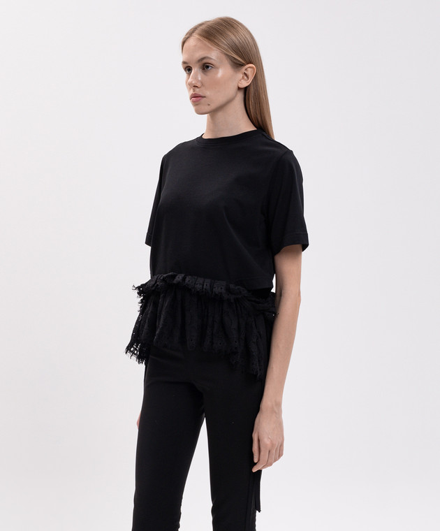 Alexander McQueen Черная футболка с баской A000L5QLAEZ изображение 3