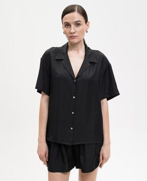 Asceno Чорна блуза Prague із шовку T022F03C01