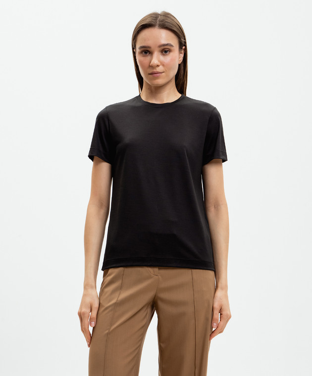 Marco Pescarolo Черная футболка Amata из шерсти AMATAD53Y04 изображение 2