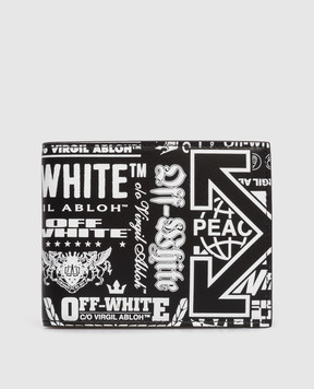 Off-White Чорне шкіряне портмоне Heritage Multilogo OMNC094F25LEA003
