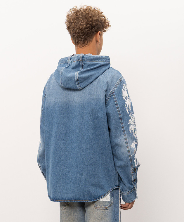 Off-White Синяя джинсовая рубашка City Nature с капюшоном 44MYD05XF26D001 изображение 3