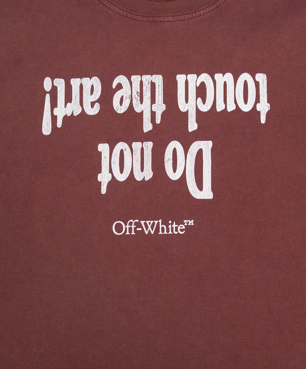 Off-White Детская бордовая футболка Art Quote 44BAA002F26J00B изображение 3
