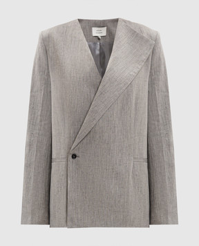 Loulou de Saison Серый двубортный жакет SUNA с льном SUNA