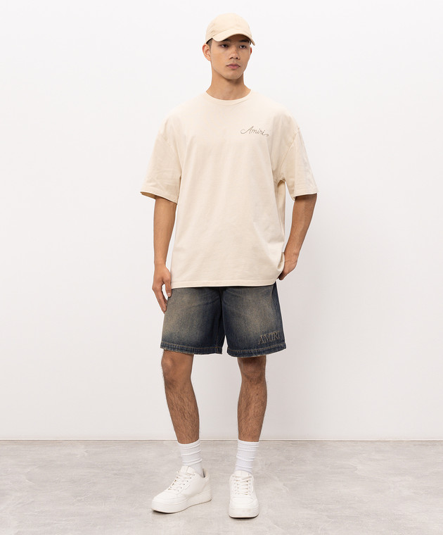 AMIRI Бежева футболка MA QUAD CHECKERBOARD AMTOJR1172 зображення 2
