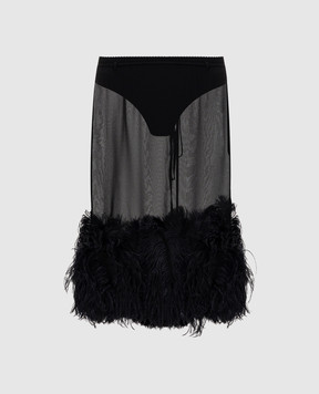 The Attico Черная юбка с перьями страуса 260WCS00264PAA085RA