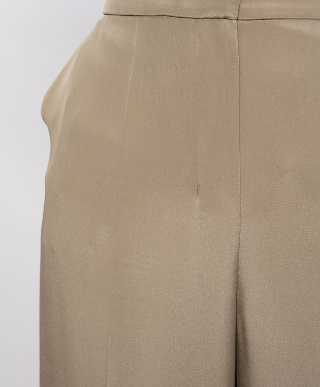 Max Mara Брюки цвета хаки PALANCA из шелка MXEPALANCA изображение 5