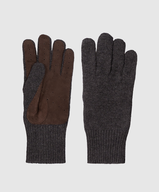 Brunello Cucinelli Серые перчатки из кашемира и замши M2292118