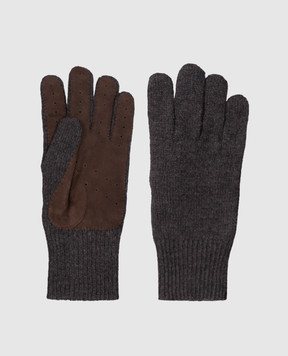 Brunello Cucinelli Серые перчатки из кашемира и замши M2292118