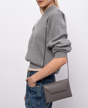 Brunello Cucinelli Серый кожаный клатч с принтом логотипа MWXAD2722P