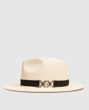 Stefano Ricci Бежевий солом'яний капелюх з емблемою MCV6100020GROAS