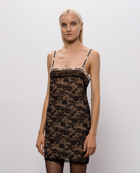 Saint Laurent Платье из кружева с узором логотипа A003JEY1K80