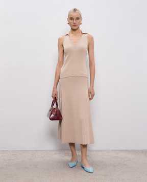 Agnona Бежева спідниця міді з шовком KG110107Q180P