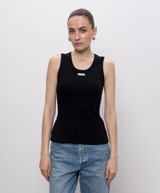 Alexander McQueen Черная майка в рубчик A00067QLAER изображение 3