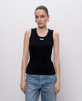 Alexander McQueen Чорна майка в рубчик A00067QLAER