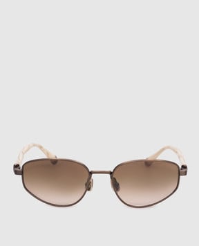 Brunello Cucinelli Коричневые солнцезащитные очки Intarsia Rays с гравировкой монограммы MOCPATTS08