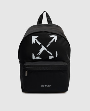 Off-White Детский черный рюкзак с принтом OBNB001S26FAB001