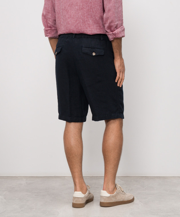 Brunello Cucinelli Темно-сині шорти з льону M243DU0065 зображення 4