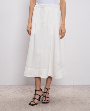 Brunello Cucinelli Белая юбка миди с льном MH126G3951
