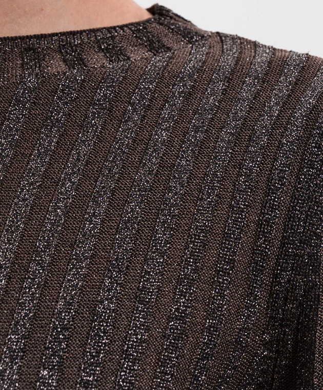 Missoni Коричневое платье миди в рубчик DS26WG0YBK01JE изображение 4