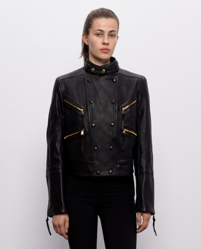 Balmain Чорна шкіряна куртка HF1TD250LE37
