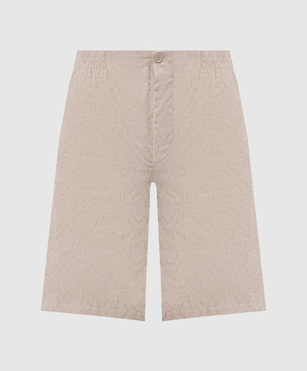 Off-White Бежевые шорты в эмблемы шаблон 44MCB09KF26F002