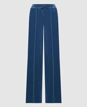 Tom Ford Синие спортивные велюровые брюки с монограммой PAJ174JEX154