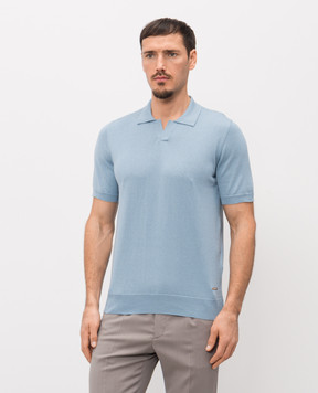 Enrico Mandelli Блакитне поло з шовком 3K006A5645