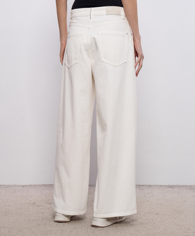 Brunello Cucinelli Джинсы цвета айвори с логотипом патча MPH81P4075 изображение 4