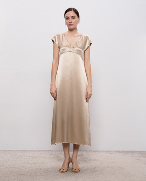 Peserico Бежевое платье миди с цепочкой E02023A01514
