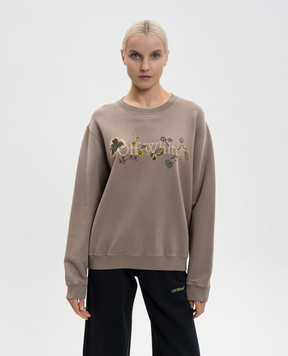 Off-White Коричневый свитшот Bookish Leaves 2BA055S26FLE003
