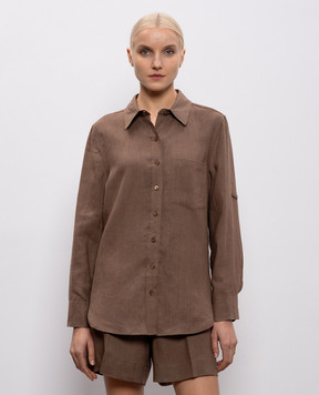 Babe Pay Pls Коричнева сорочка з льону D3502WMENFI