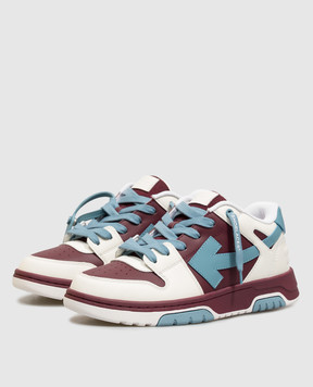 Off-White Детские бордовые кожаные кроссовки Out Of Office с патчем логотипа OF06017210