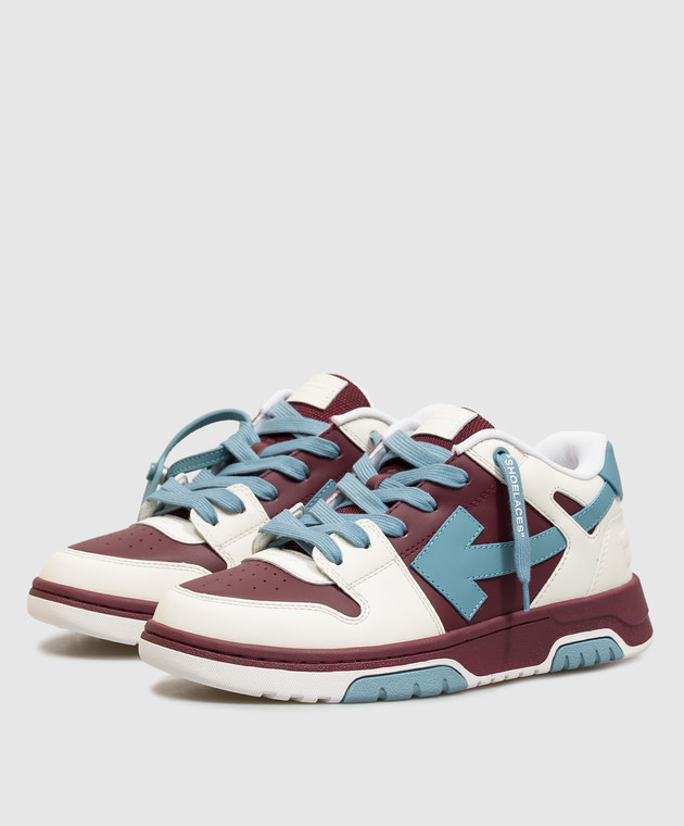 Off-White Детские бордовые кожаные кроссовки Out Of Office с патчем логотипа OF06017210 изображение 2