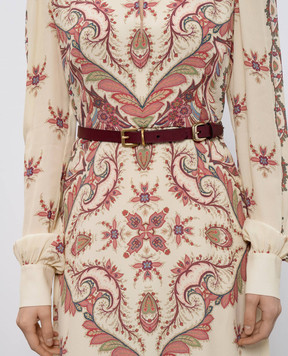 Etro Бордовий шкіряний ремінь з трьома пряжками WP3B0052AP399