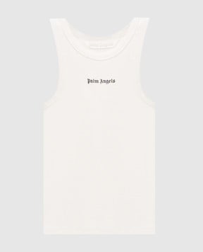 Palm Angels Майка кольору айворі в рубчик PWAC024S26JER001
