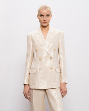 Brunello Cucinelli Жакет кольору айворі з льону з люрексом ML5967091