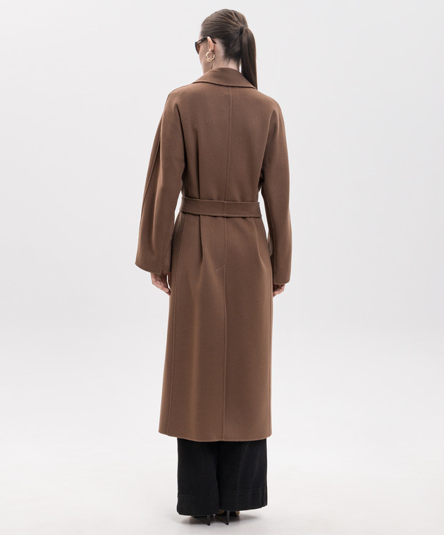 Max Mara Коричневое пальто PENELOPE из шерсти SMMPENELOPE изображение 3