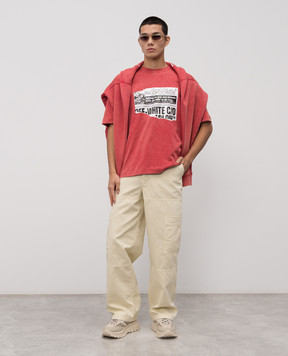 Off-White Красная футболка News 44MAA120F5J009