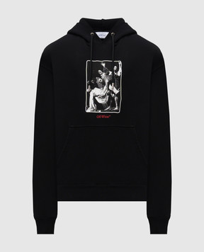 Off-White Чорне худі Cards Painting 44MBB085F5F00Z