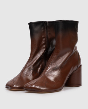 Maison Margiela MM6 Коричневые кожаные ботильоны с эффектом кракелюра S66WU0131P7439