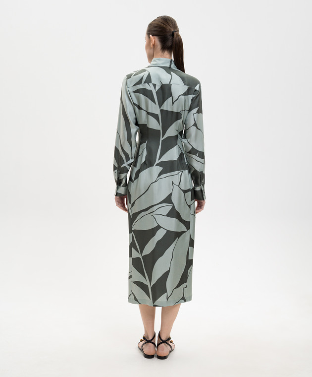 Max Mara Зеленое платье ROBINIA из шелка в принт MXMROBINIA изображение 3