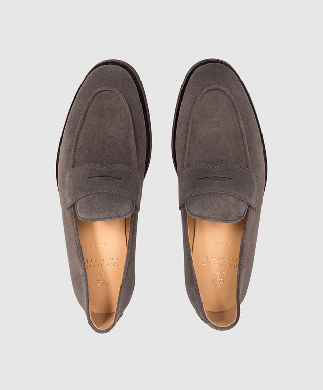 Brunello Cucinelli Серые замшевые лоферы MZUSOLE670 изображение 4