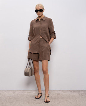 Babe Pay Pls Коричнева сорочка з льону D3502WMENFI