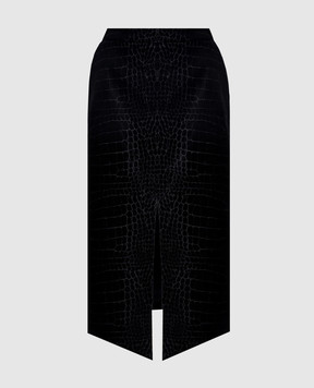 Tom Ford Черная велюровая юбка в фактурный узор под кожу крокодила GC5851FAX1801