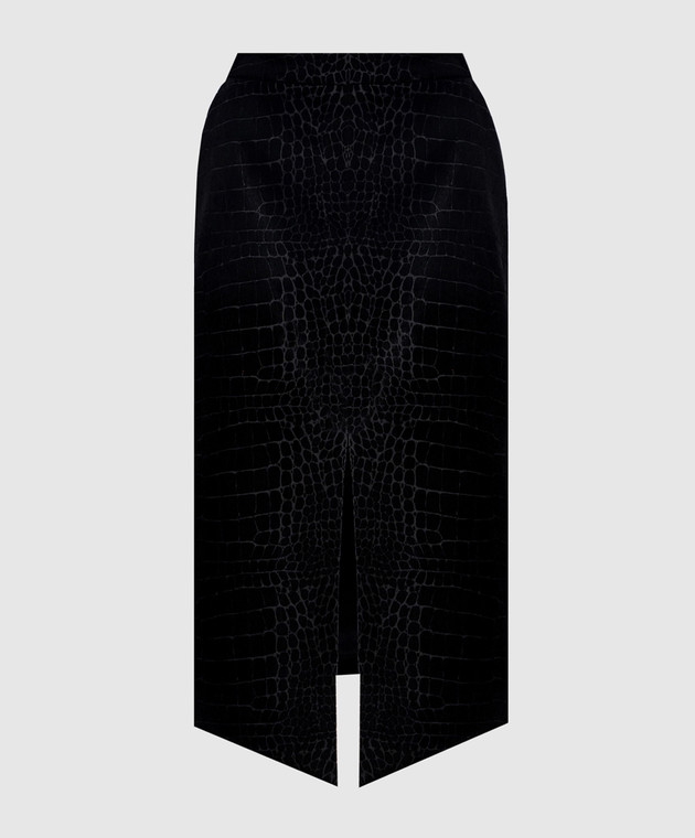 Tom Ford Черная велюровая юбка в фактурный узор под кожу крокодила GC5851FAX1801