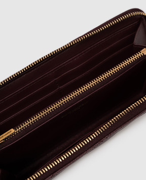 Saint Laurent Бордовый кожаный кошелек с геометрической стежкой 862485AAGA8