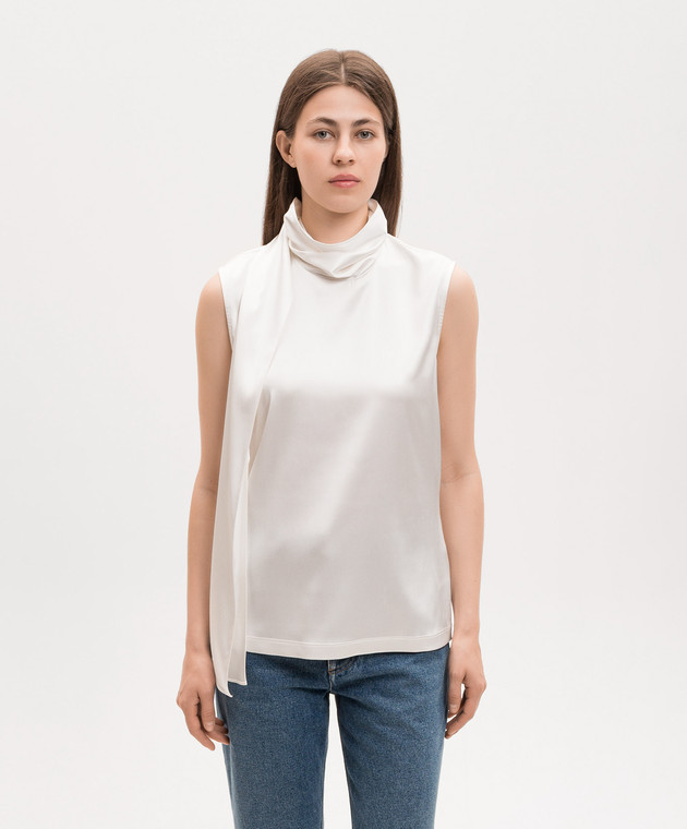 Bottega Veneta Топ из шелка цвета айвори 871259V6KR0 изображение 3