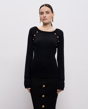 Balmain Черный джемпер с брендовыми заклепками GF1ARA60KJ45