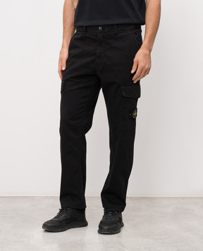 Stone Island Чорні штани карго з патчем логотипа L1S153100023S0012