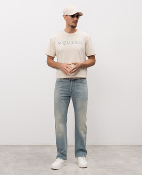 Alexander McQueen Бежева футболка з логотипом 847750QTAD5